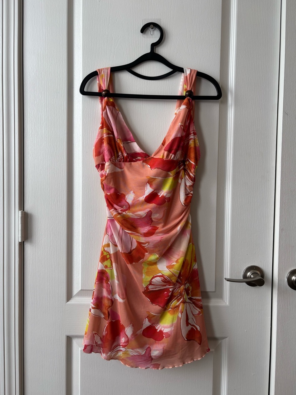 Floral Summer Dress in Coral Pink and Orange